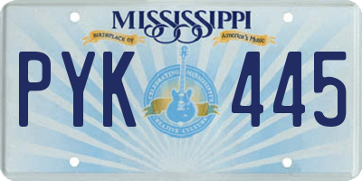 MS license plate PYK445
