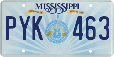 MS license plate PYK463