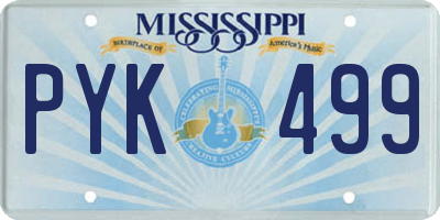 MS license plate PYK499
