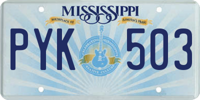 MS license plate PYK503