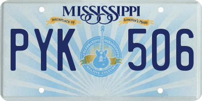 MS license plate PYK506