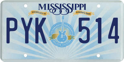 MS license plate PYK514