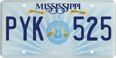 MS license plate PYK525