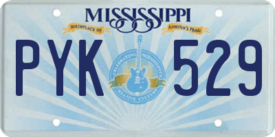 MS license plate PYK529