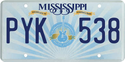 MS license plate PYK538
