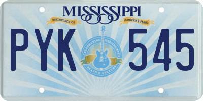 MS license plate PYK545