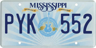 MS license plate PYK552