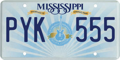 MS license plate PYK555