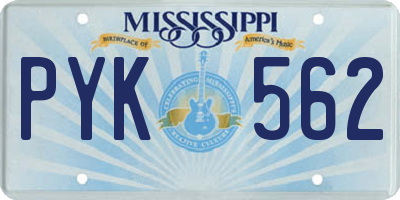 MS license plate PYK562