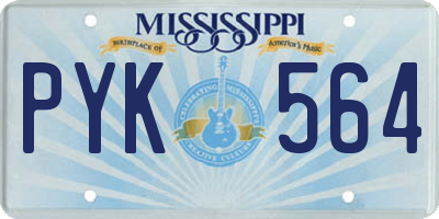MS license plate PYK564