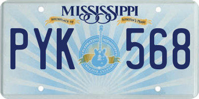 MS license plate PYK568