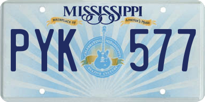 MS license plate PYK577