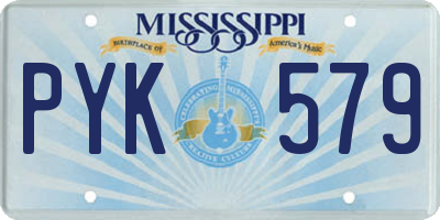 MS license plate PYK579