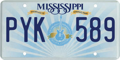 MS license plate PYK589
