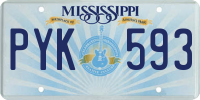 MS license plate PYK593