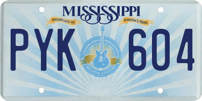MS license plate PYK604