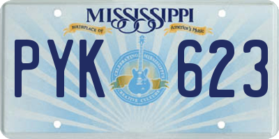 MS license plate PYK623