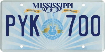 MS license plate PYK700