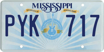 MS license plate PYK717