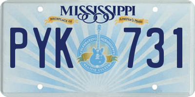 MS license plate PYK731
