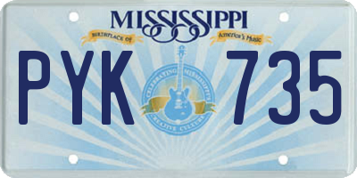 MS license plate PYK735