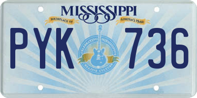 MS license plate PYK736