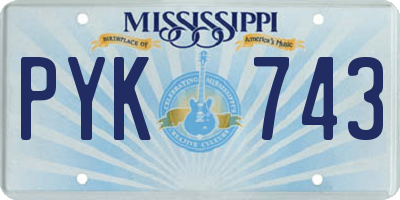 MS license plate PYK743