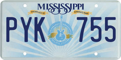 MS license plate PYK755