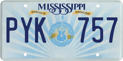 MS license plate PYK757