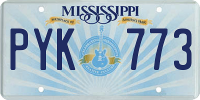 MS license plate PYK773