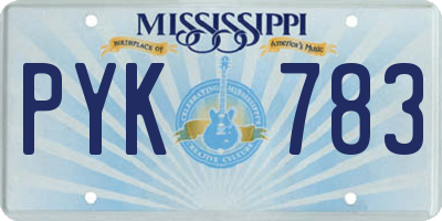 MS license plate PYK783