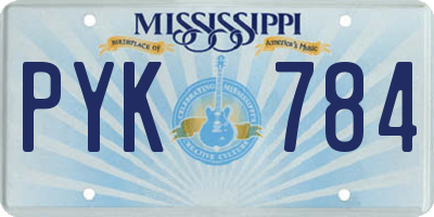 MS license plate PYK784