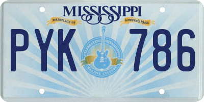 MS license plate PYK786