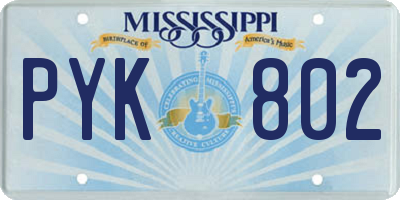MS license plate PYK802