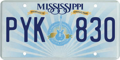 MS license plate PYK830