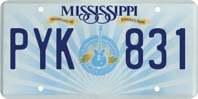 MS license plate PYK831