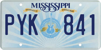 MS license plate PYK841