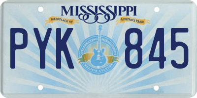 MS license plate PYK845