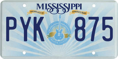 MS license plate PYK875