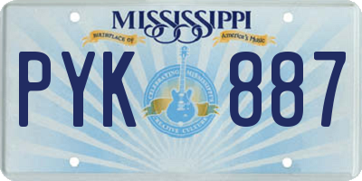 MS license plate PYK887