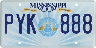 MS license plate PYK888