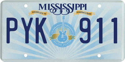 MS license plate PYK911