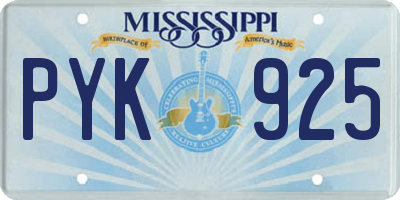 MS license plate PYK925