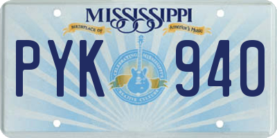 MS license plate PYK940