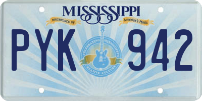 MS license plate PYK942