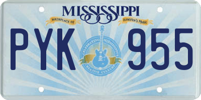 MS license plate PYK955