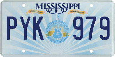 MS license plate PYK979