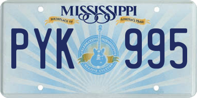 MS license plate PYK995