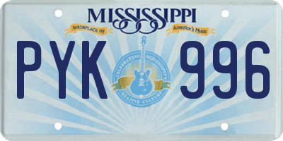 MS license plate PYK996