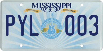 MS license plate PYL003